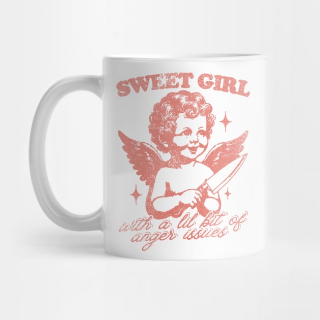 Sweet Girls With Anger Issues T-Shirt, Retro Unisex Adult T Shirt, Vintage Angel by Justin green